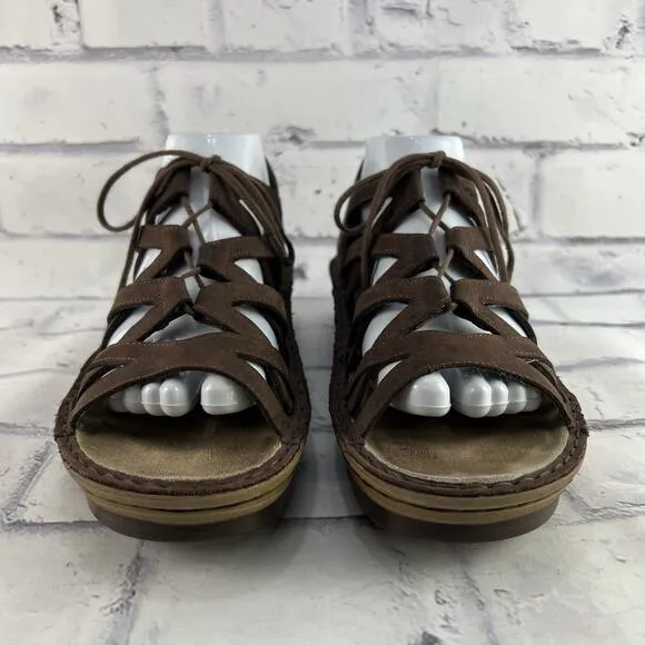 Naot Yarrow Suede Sandals 41 (US 10 - 10.5 ) Strappy Comfort Shoes Brown Lace Up