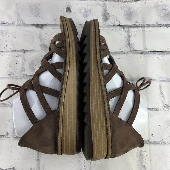 Naot Yarrow Suede Sandals 41 (US 10 - 10.5 ) Strappy Comfort Shoes Brown Lace Up