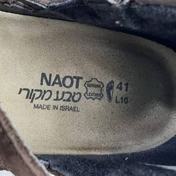 Naot Yarrow Suede Sandals 41 (US 10 - 10.5 ) Strappy Comfort Shoes Brown Lace Up