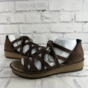 Naot Yarrow Suede Sandals 41 (US 10 - 10.5 ) Strappy Comfort Shoes Brown Lace Up