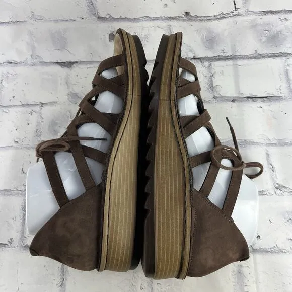 Naot Yarrow Suede Sandals 41 (US 10 - 10.5 ) Strappy Comfort Shoes Brown Lace Up