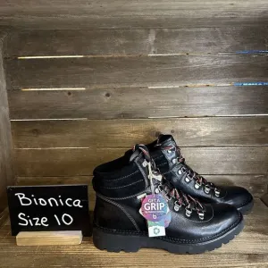 New $175 Womens Bionica Dezi Blk Leather Waterproof Ankle Boots Booties‎ Size 10