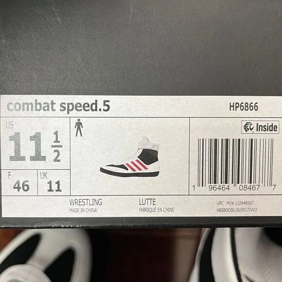 NEW Adidas HP6866‎ Combat Speed 5 Red White Black Wrestling MMA Shoes Men's 11.5