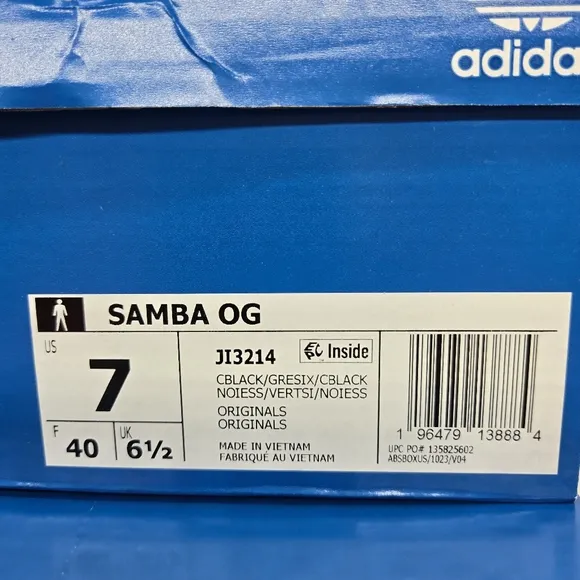 New adidas Samba OG Core Black Grey Cordura Men's Shoes Size 7