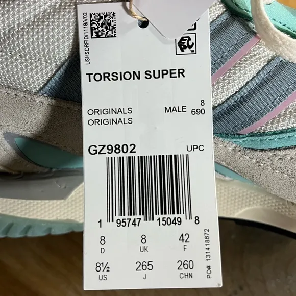 NEW Adidas Torsion Super SUEDE Womens Size 9.5 Running Shoes Sneakers Grey Mint