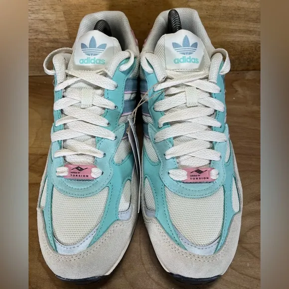 NEW Adidas Torsion Super SUEDE Womens Size 9.5 Running Shoes Sneakers Grey Mint