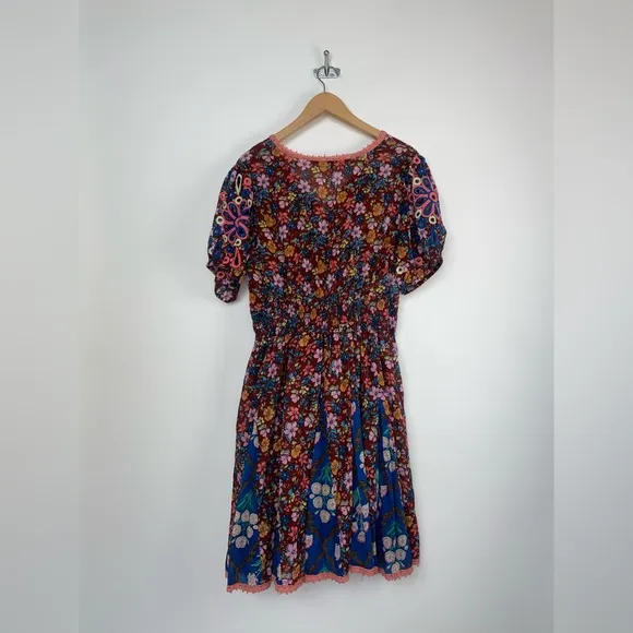 New Anthropologie Barok Dress Floral Puff Balloon Embroidered Sleeve Size Medium