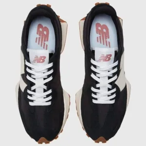New Balance 327 Black White Gum Sole Womens
