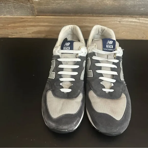 New Balance 574 Classic Navy Gray Suede Mesh Sneakers Athletic Shoes Size 15D