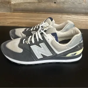 New Balance 574 Classic Navy Gray Suede Mesh Sneakers Athletic Shoes Size 15D