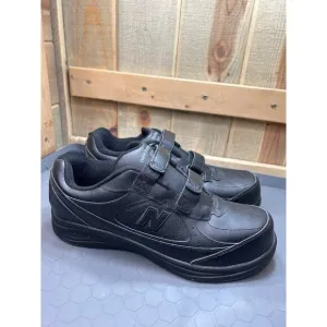 New Balance 577 Mens Walking Shoes 11 US 4E Wide Hook &amp; Loop Straps Black Leathe