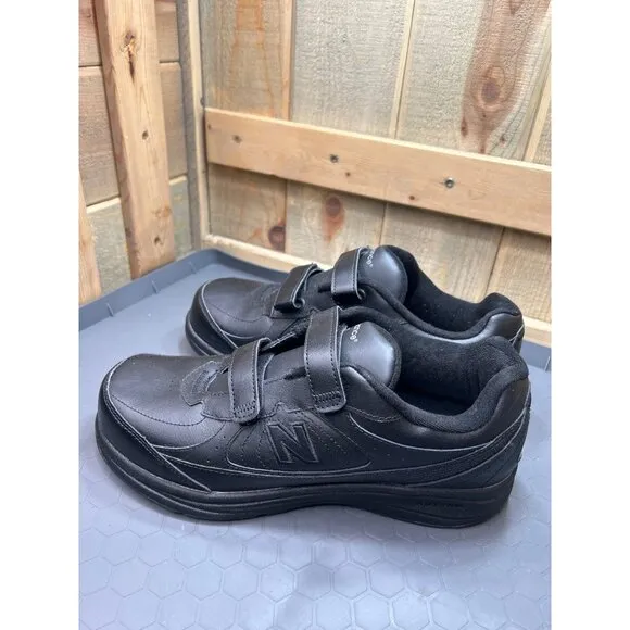 New Balance 577 Mens Walking Shoes 11 US 4E Wide Hook &amp; Loop Straps Black Leathe