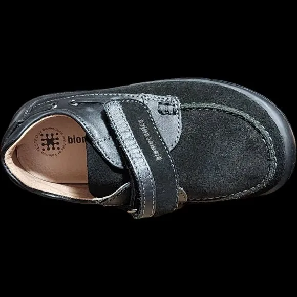 NEW biomechanics Kids 131113 C Sab Black Suede Combo Loafer Boat Dress Shoes