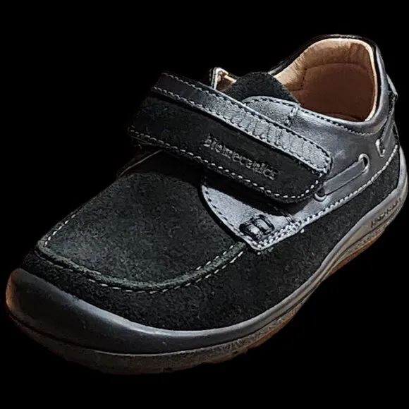 NEW biomechanics Kids 131113 C Sab Black Suede Combo Loafer Boat Dress Shoes