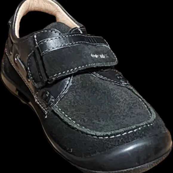 NEW biomechanics Kids 131113 C Sab Black Suede Combo Loafer Boat Dress Shoes
