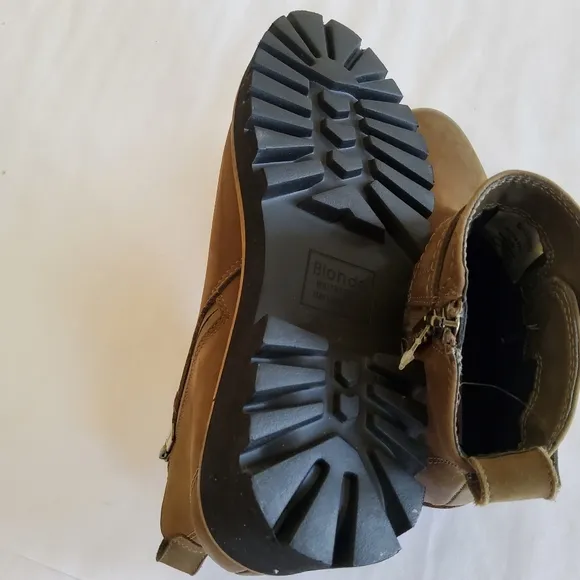 New Blonde Dakota Waterproof Leather Ankle Boots Brown Size 6.5 Olive Green