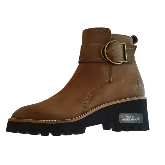 New Blonde Dakota Waterproof Leather Ankle Boots Brown Size 6.5 Olive Green