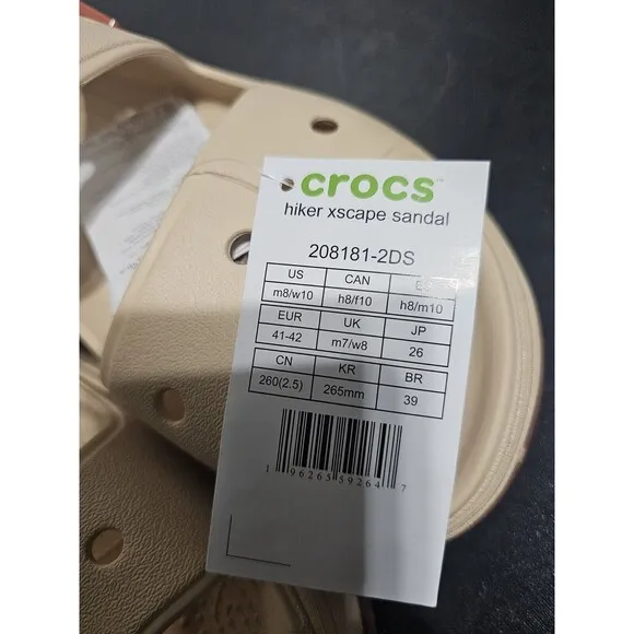 New Crocs Classic Hiker Xscape Sandals vanilla Men's 8 Women's 10