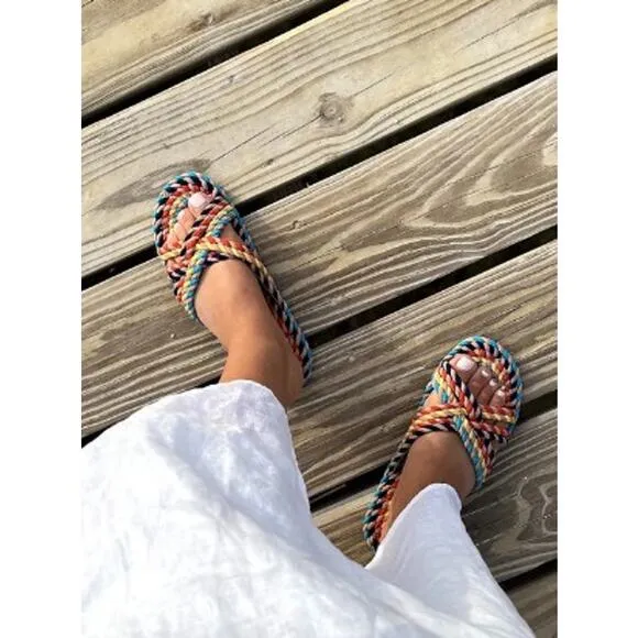 New in Box Salt   Umber Sierra Rope Sandal in Rainbow Women's Size EU41/US10