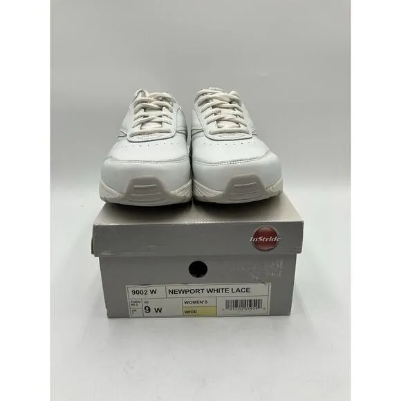 NEW InStride Newport Lace Women's Walking Shoes White US Size 9 WIDE (9002 W)