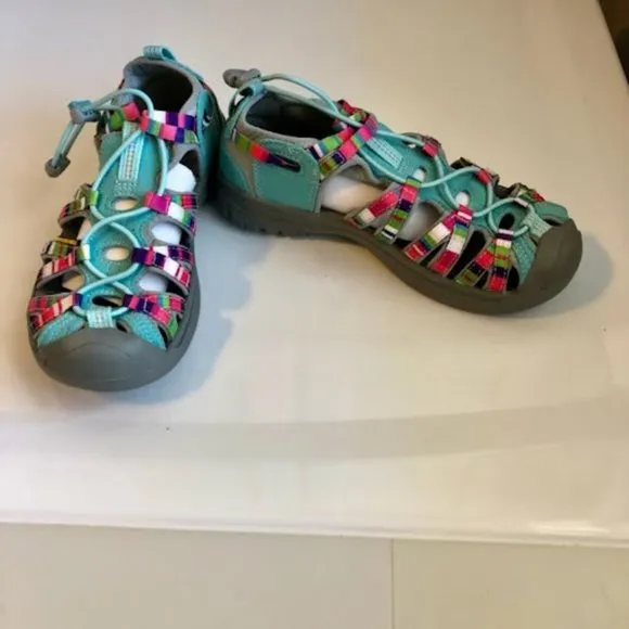 New KEEN Kids' Whisper Raya Fusion Water Sandal Quick Dry Teal Pink Size 4
