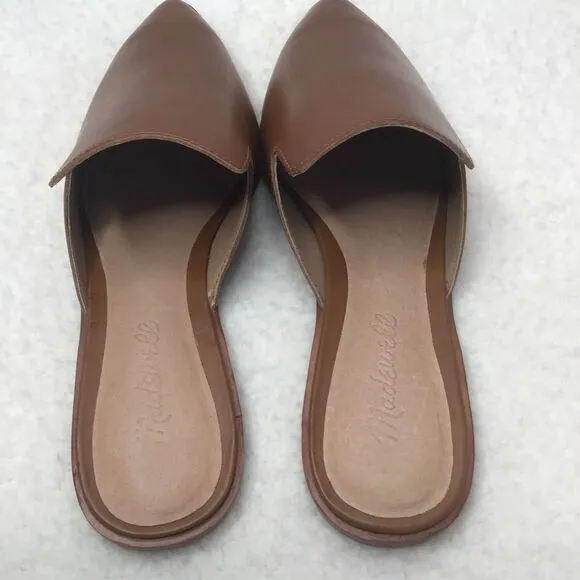 NEW Madewell The Gemma Mule in Leather‎ color English Saddle, size 6.5