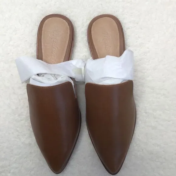 NEW Madewell The Gemma Mule in Leather‎ color English Saddle, size 6.5