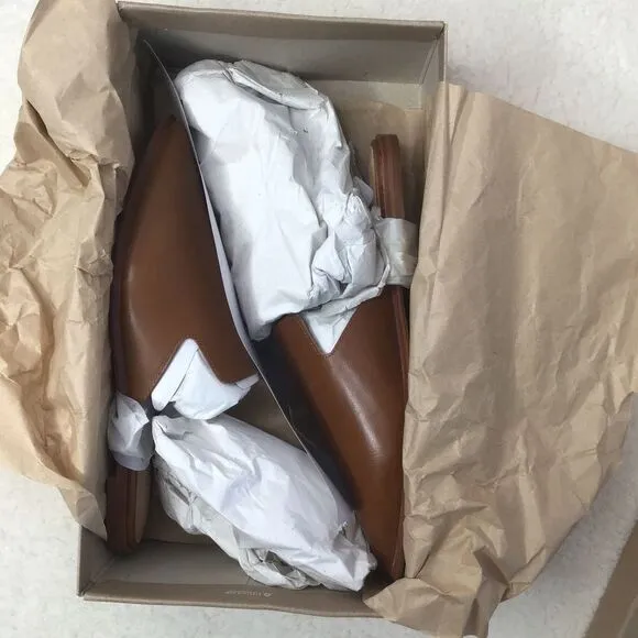 NEW Madewell The Gemma Mule in Leather‎ color English Saddle, size 6.5