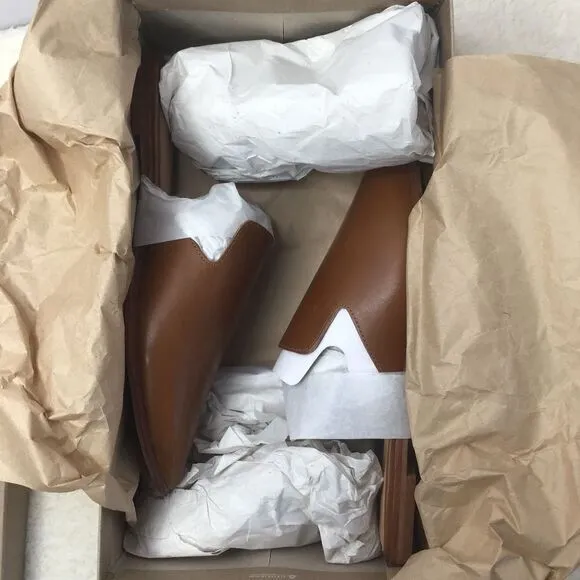 NEW Madewell The Gemma Mule in Leather‎ color English Saddle, size 6.5