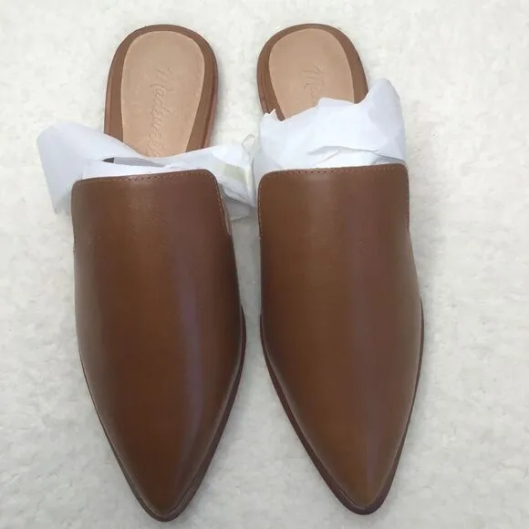 NEW Madewell The Gemma Mule in Leather‎ color English Saddle, size 6.5