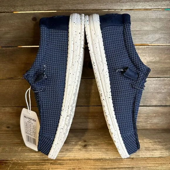 New NIB Hey Dude‎ Wally Sport Mesh Navy Blue Shoes Loafers Size 8 M