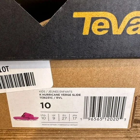 New NIB Little Kids Teva Hurricane Verge Purple Outdoor Slides Sandals Size 10 C