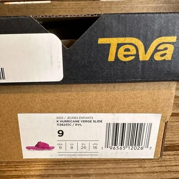 New NIB Little Kids Teva‎ Hurricane Verge Purple Outdoor Slides Sandals Size 9 C