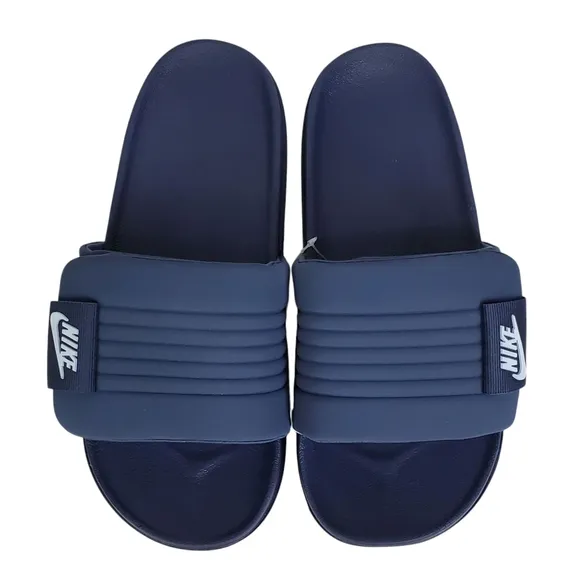 New Nike mens offcourt adjust slide sandals thunder blue white summer vacation