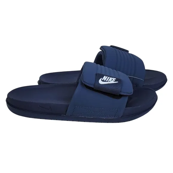 New Nike mens offcourt adjust slide sandals thunder blue white summer vacation