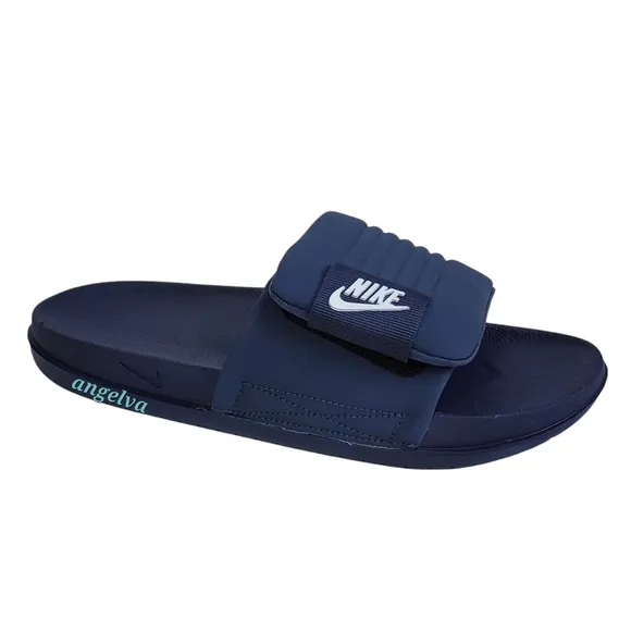 New Nike mens offcourt adjust slide sandals thunder blue white summer vacation