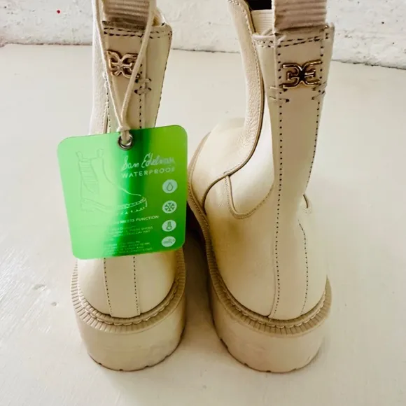 NEW Sam Edelman Modern Ivory Laguna Women's Chelsea Boots Size 9.5W Waterproof
