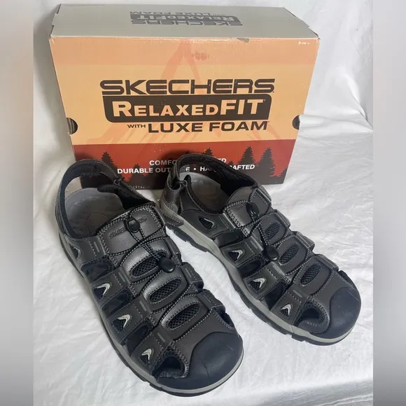 New Size 12 Sketchers Relaxed Fit Tresmen men’s grey Outdoor Sandals 204111