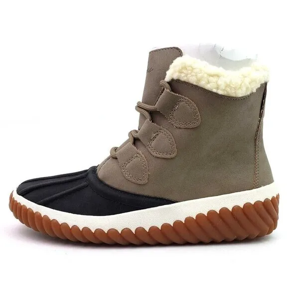 NEW Skechers Jagged Pond Womens Size 5 Black Taupe Waterproof Duck Boots 167286