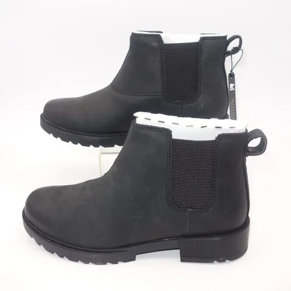 NEW Sorel Emelie II Chelsea Waterproof Black Leather Boots Women's 10.5