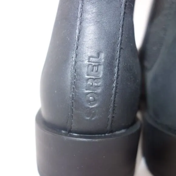 NEW Sorel Emelie II Chelsea Waterproof Black Leather Boots Women's 10.5