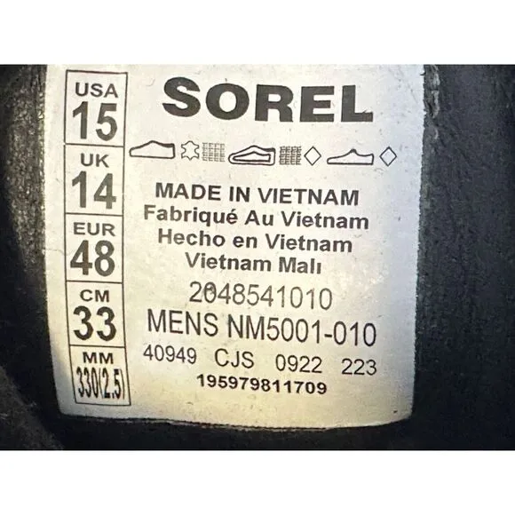 NEW Sorel Men's Madson II Field Waterproof Leather Chukka‎ Boots Size 15 Black