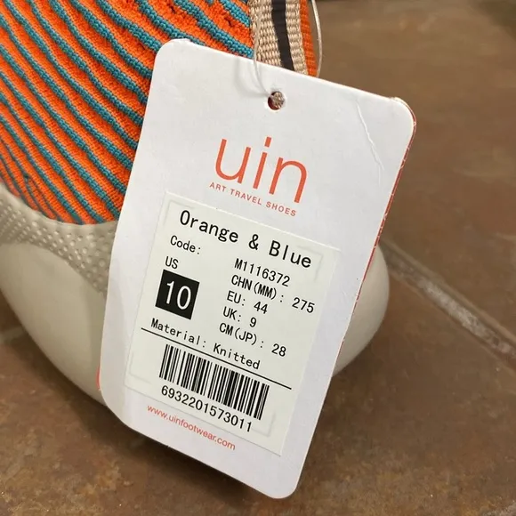 New! UIN Mijas Knitted Orange &amp; Blue shoes size 10 Men’s
