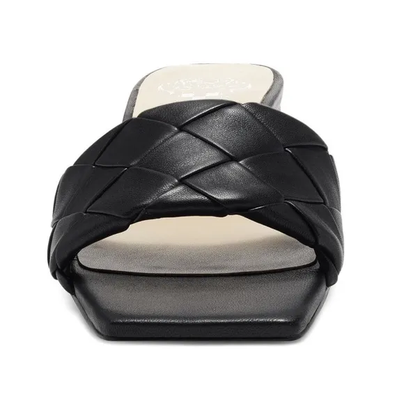 NEW! Vince Camuto Semtera Black Leather Block Heel Sandal - Size 10