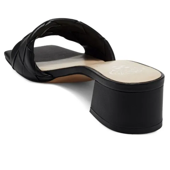 NEW! Vince Camuto Semtera Black Leather Block Heel Sandal - Size 10