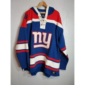 New York Giants‎ NFL Lacer Hoodie Sweatshirt Hockey Style Men's 47 Brand 5XL NWT