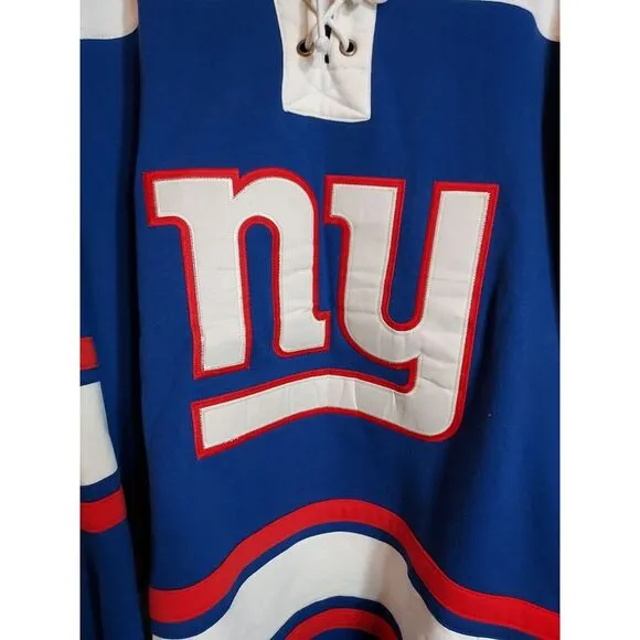 New York Giants‎ NFL Lacer Hoodie Sweatshirt Hockey Style Men's 47 Brand 5XL NWT