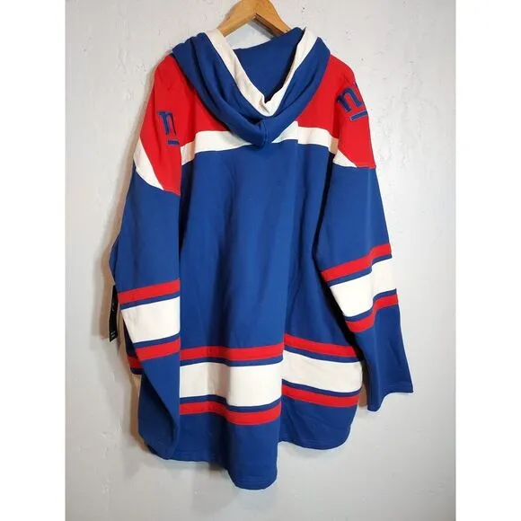 New York Giants‎ NFL Lacer Hoodie Sweatshirt Hockey Style Men's 47 Brand 5XL NWT