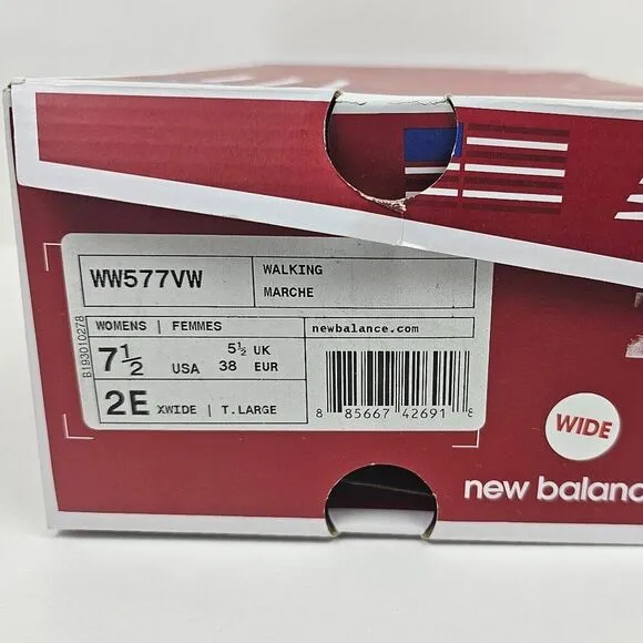 New Balance 577 Walking Tennis Shoes DSL-2 White Women Size 7 1/2 2E EE XWide