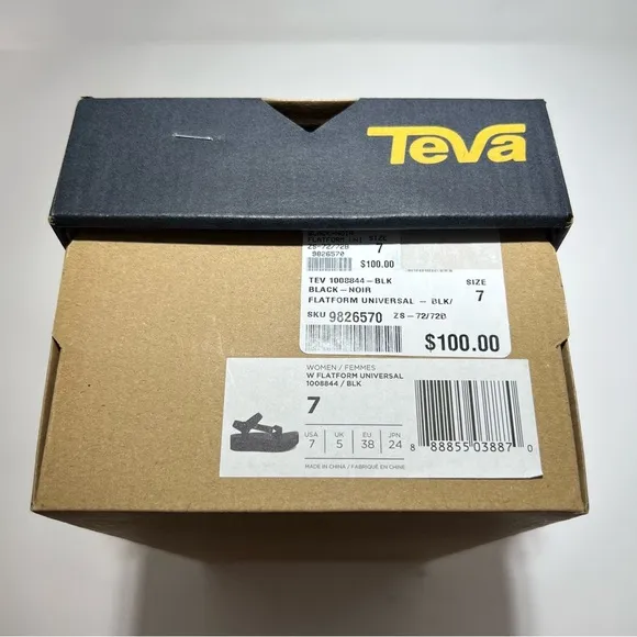 [NEW/BNIB] Teva Black Flatform Platform Universal Sandals - US 7 / EU 38 / UK 5